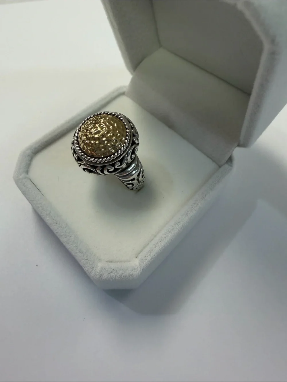 Samuel B Behnam 18k & Sterling Sterling Silver Hammered Dome Ring Size 7.25